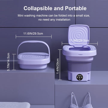 Mini Washing Machine with Drain Basket Foldable Reusable Ultrasonic Washing Machine - pro picks