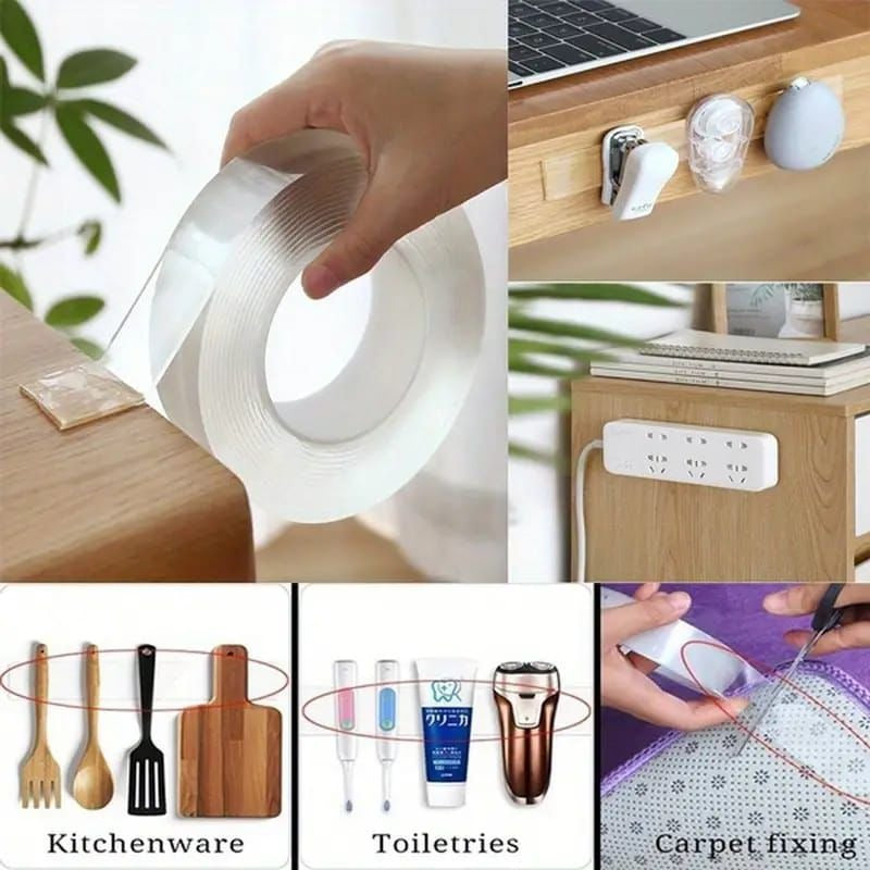 Double-Sided Nano Tape – Strong Adhesive Reusable Tape (3 Meter)