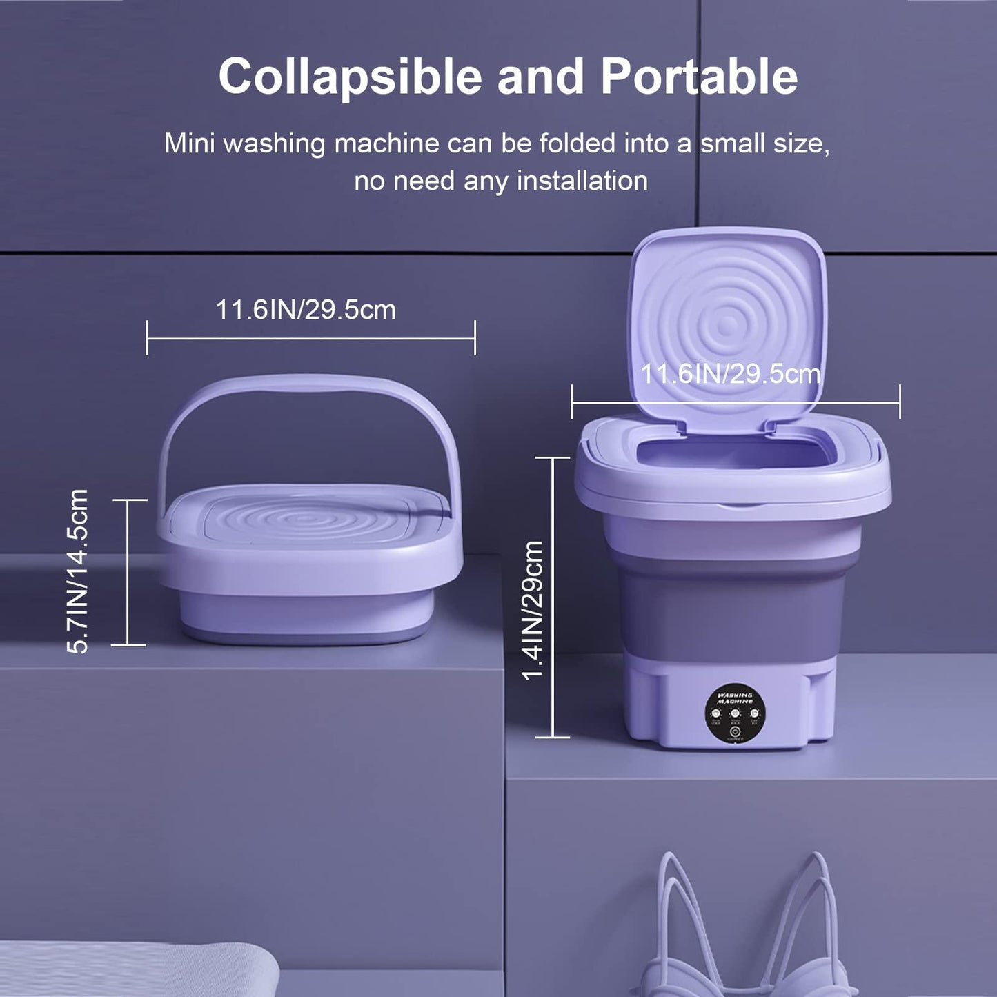 Mini Washing Machine with Drain Basket Foldable Reusable Ultrasonic Washing Machine - pro picks