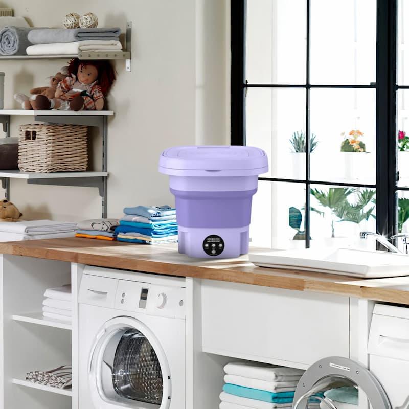 Mini Washing Machine with Drain Basket Foldable Reusable Ultrasonic Washing Machine - pro picks