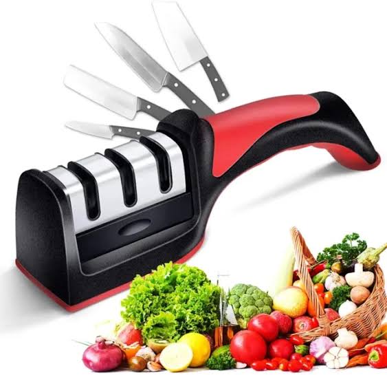Professional Stainless Steel Knife Sharpener - Quick and Easy to Use - Ideal for Kitchen Knives and Scissors - pro picks