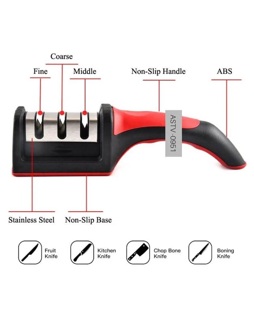 Professional Stainless Steel Knife Sharpener - Quick and Easy to Use - Ideal for Kitchen Knives and Scissors - pro picks