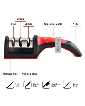 Professional Stainless Steel Knife Sharpener - Quick and Easy to Use - Ideal for Kitchen Knives and Scissors - pro picks