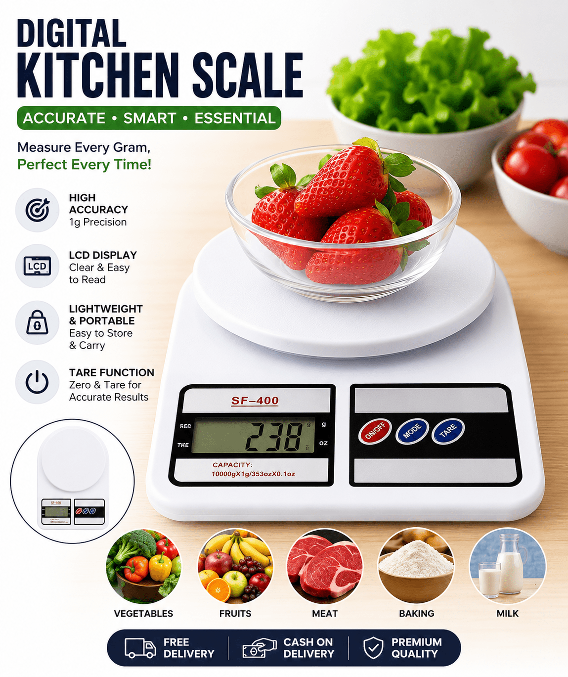 Digital Kitchen Scale 10KG Electronic Weight Machine - pro picks