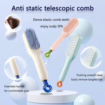 Anti - static Telescopic Self Cleaning Hair Brush - pro picks