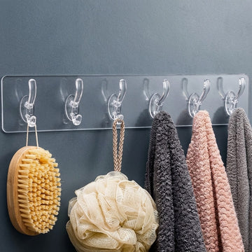 Self-adhesive Transparent 6 Hook Patti