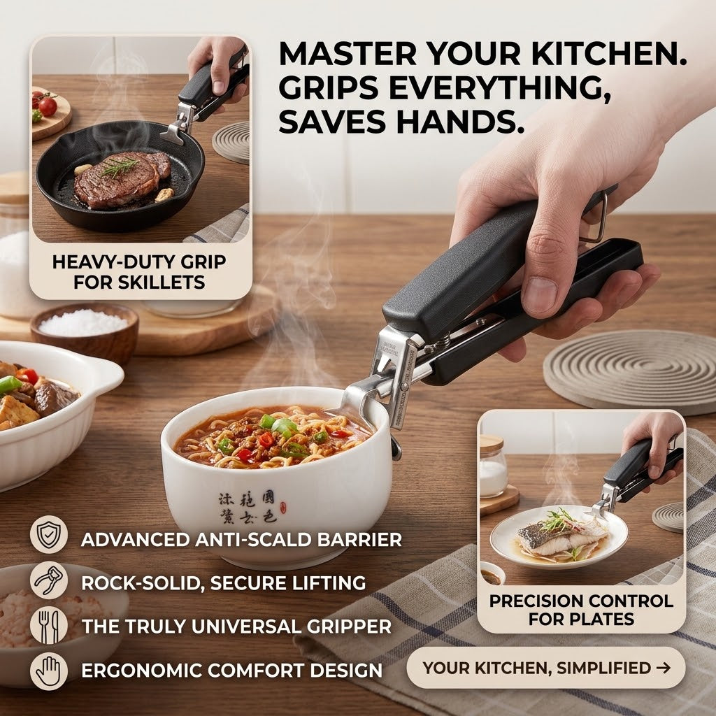 Heavy-Duty Hot Bowl Holder Clip & Pan Gripper