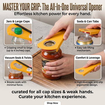 All-in-One Bottle & Can Opener for Jar Lids, Caps, and Tabs