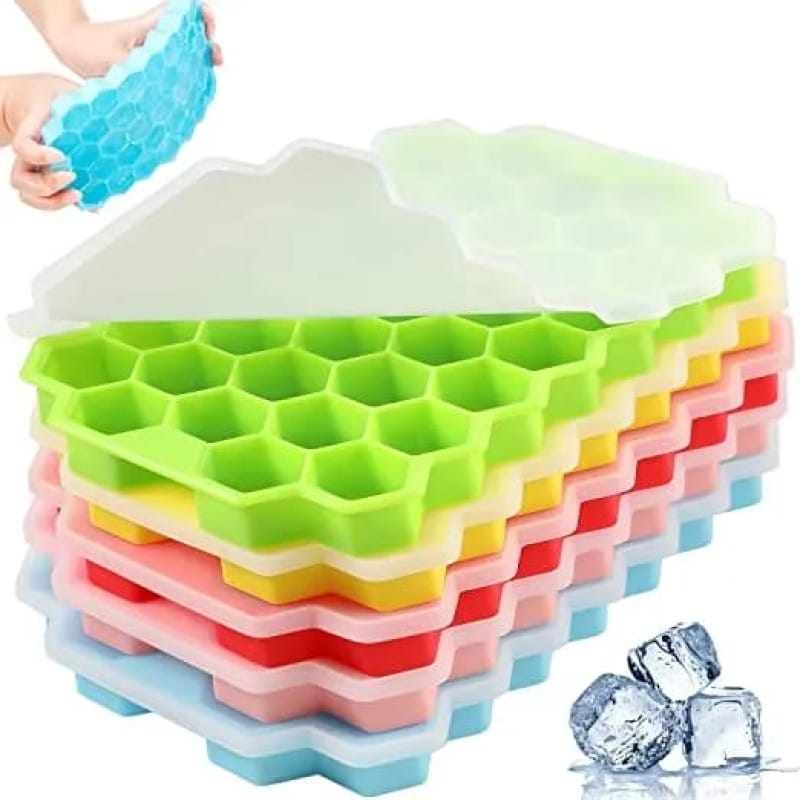 Silicone Ice Cube Tray with Lid – Reusable Ice Cube Making Mold
